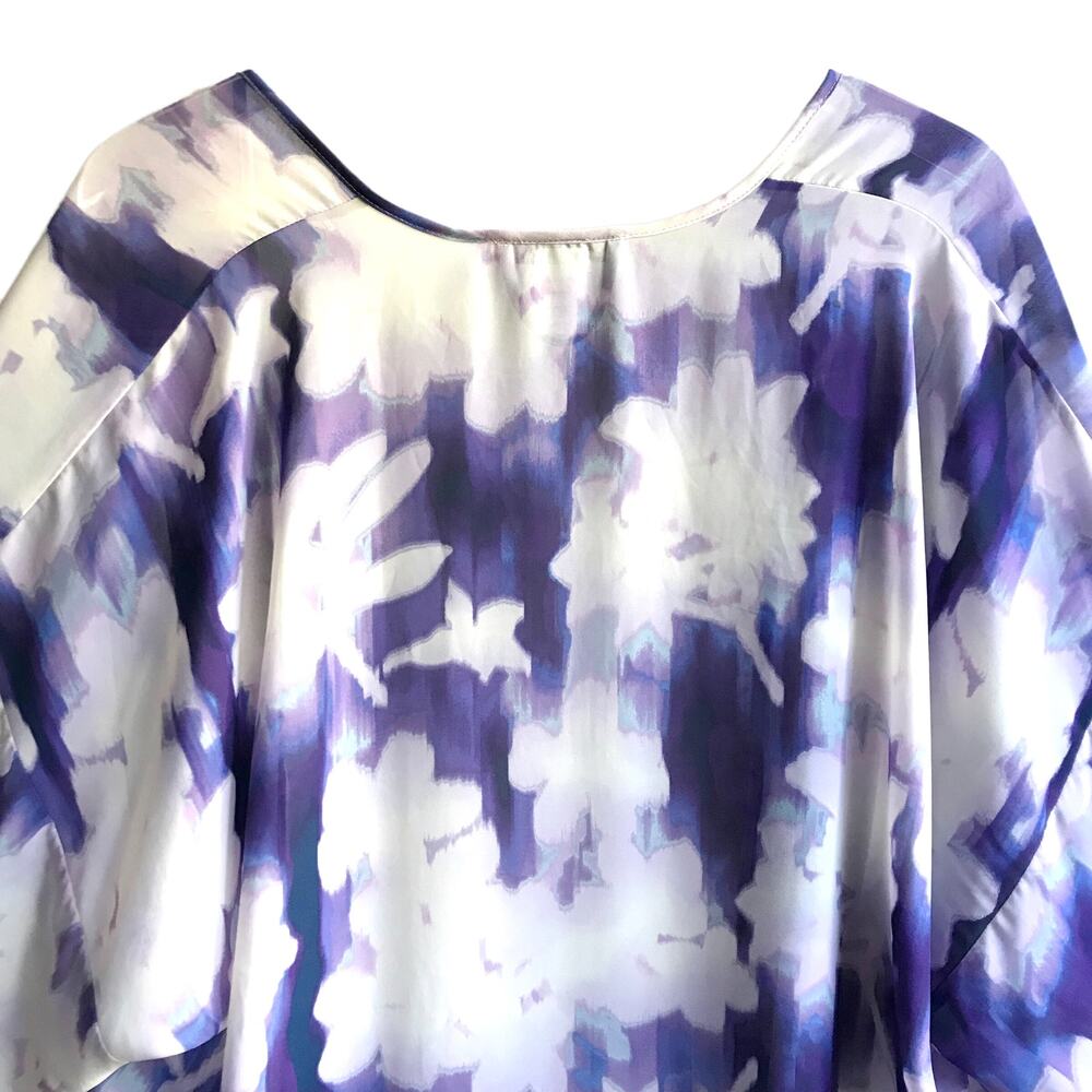 Linea Donatella Purple Floral Robe Size L XL Open Kimono Dressing Gown Lace - Picture 7 of 15
